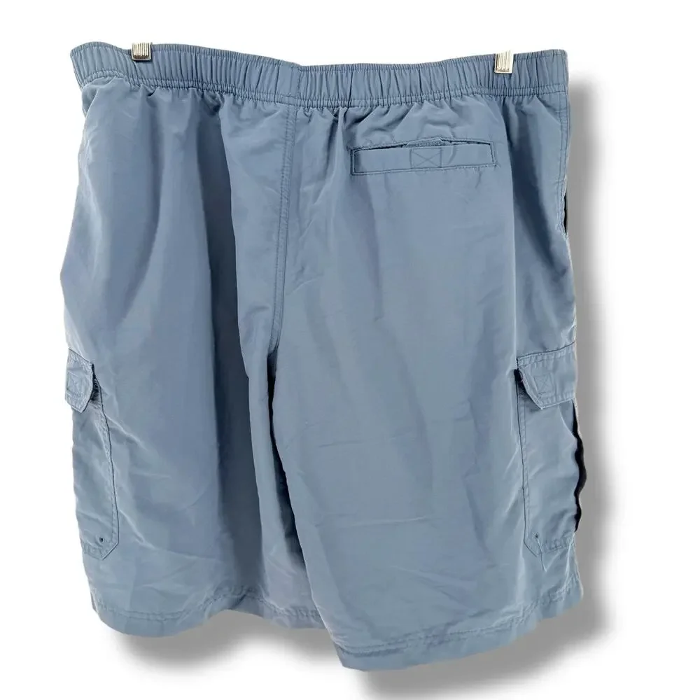 LL Bean Men's XL Cargo Shorts Slate Blue Nylon Elastic Waist‎ Quick Dry Outdoor